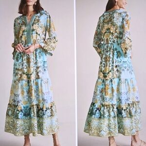 Soft Surroundings Baroque Maxi Dress Floral/Beaded Size Small